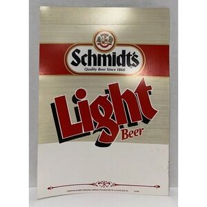 Schmidt Beer Sign Cardboard Store Advertising 20" X 16"‎ Man Cave Bar Vtg Rare